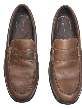 Rockport Brown Leather Loafers Lightweight Flexible Shock-Absorbing Soles Mens11